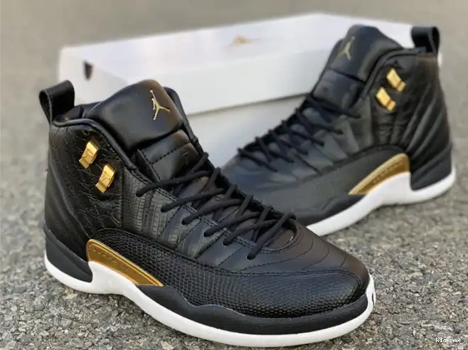 Cheap Retro Black 'Reptile' Metallic AO6068-007 Jordan Air 12 Gold-White 0602